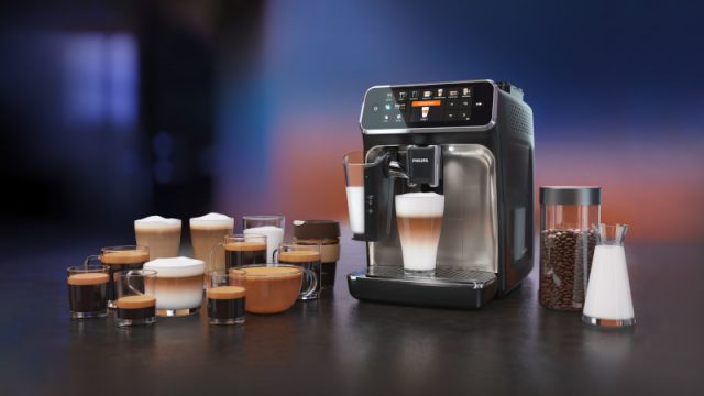 The Philips Espresso 5400 bean-to-cup coffee machine and a host of prepared coffee types
