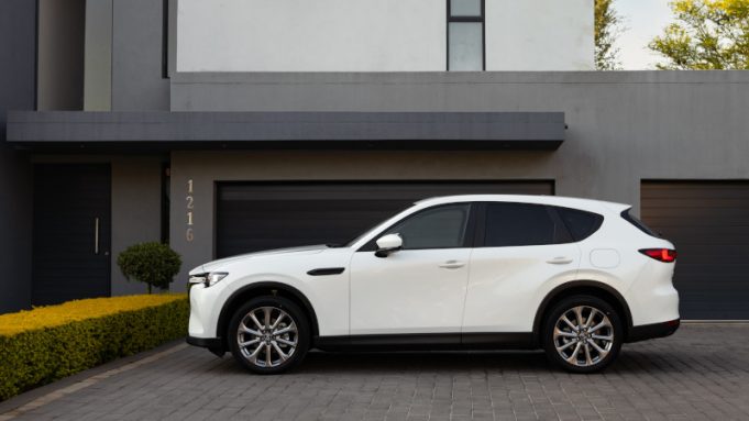 Mazda CX-60 diesel hybrid headed for SA White Mazda CX-60 in profile